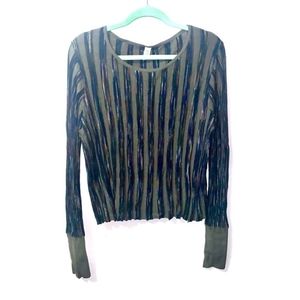 ANTHRO (AMADI) Army Green Blue Stripe Knit Sweater